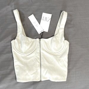 ZARA white/cream small crop top - bustier/corset